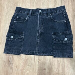 Denim Forum Black Cargo Mini Skirt